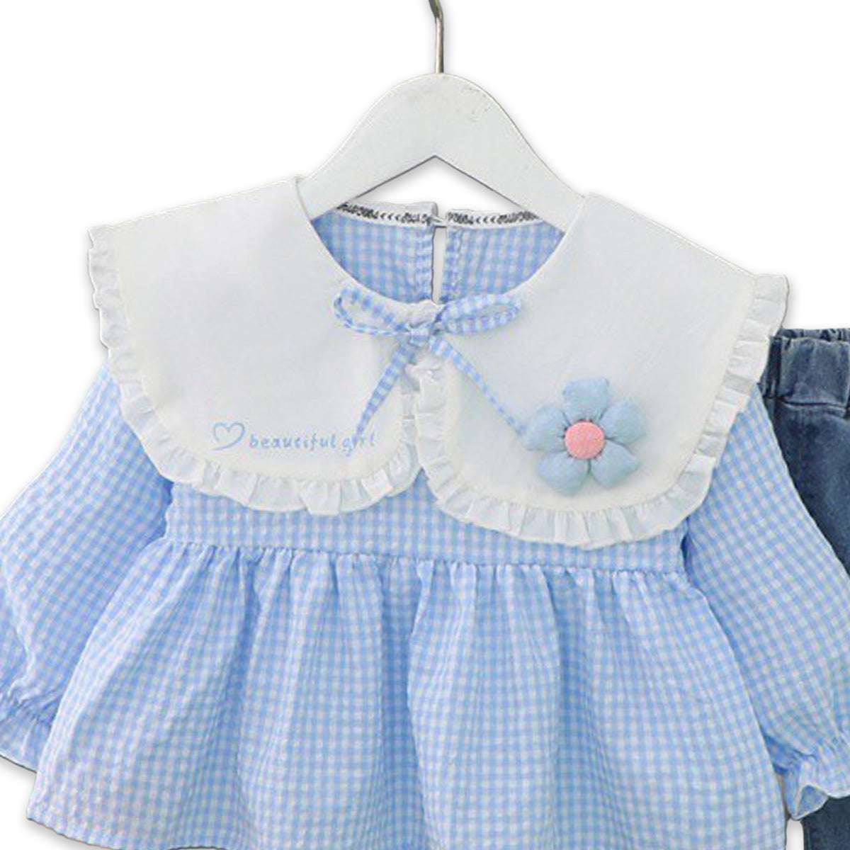 GIRL'S FLORAL TOP AND JEANS SET